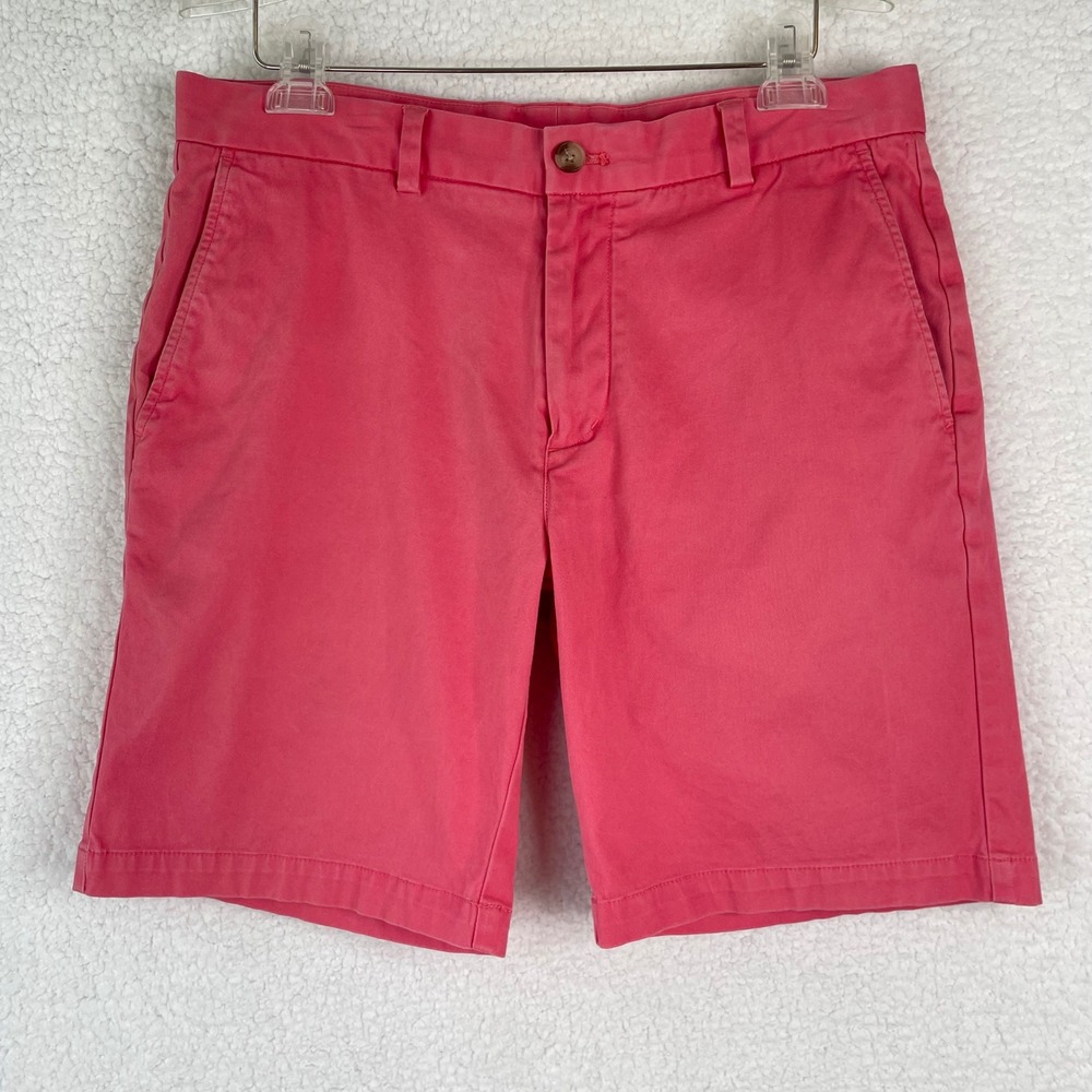 Vineyard Vines Mens 33 Breaker Shorts Pink Stretch Chino Flat Front 9 Inseam
